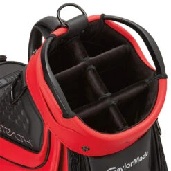 TaylorMade 2022 Tour Golf Cart Bag -Callaway || TaylorMade || Odyssey Sales TaylorMade Tour Golf Cart Bag Black Red 3
